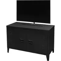 Meublorama Meuble TV style industriel avec 2 portes en métal – Dimensions 100x40x53 cm, coloris noir