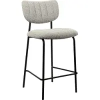 Meublorama Chaise de comptoir VENTURA – Tissu gris clair – Pieds en métal noir – Hauteur 97 cm – Style design/industriel