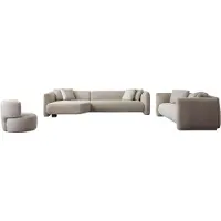 Xl Moebel Gmbh Beige Wohnzimmer Polstergarnitur L-Form Ecksofa Dreisitzer Lehnsessel