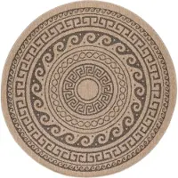 Teppium Tapis Rond Intérieur Extérieur Naturel 160 cm, tapis lavable effet sisal, esthétique naturelle vintage, idéal pour espaces polyvalents