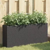 Prolenta Maison Exclusive - Ensemble de 2 jardinières avec 2 pots, noir, 90 x 20 x 40 cm, rotin synthétique