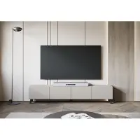 MINIO go for it , meuble TV bas LOKET 190 cm – Élégant buffet offrant un grand espace de rangement et doté de pieds hauts, couleur beige cachemire