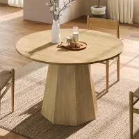 SUCCESS COURIER Table à manger ronde, 120 x 120 cm, pouvant accueillir 4 à 6 personnes, design classique, style scandinave minimaliste, couleur chêne