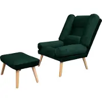 MargaretHadas24 Fauteuil relax Lola avec repose-pieds, dossier réglable sur 5 positions. Couleur : velours Amor 4311 – vert foncé