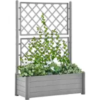Prolenta Maison Exclusive - Bac à plantes avec treillis 100 x 43 x 142 cm, PP, gris pierre