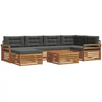vidaXL Ensemble de canapés d'extérieur avec coussins 7 pièces Nature et Anthracite