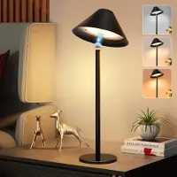 Lapalife Lampe de table LED sans fil rechargeable, pivotante à 360°, aimantée, intensité réglable, 3 températures de couleur, lampe de chevet rechargeable, noir