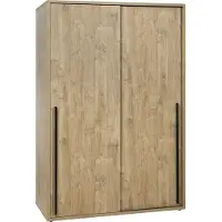 Meublorama Armoire 2 portes coulissantes MEGEVE – L150 cm – Chêne doré – Style scandinave robuste