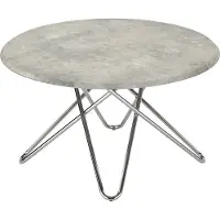 CasaDolce Table basse ZERINA, 80x80x45 cm, gris, construction MDF, plateau rond, pieds en métal chromé