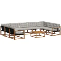 vidaXL Ensemble de canapés d'extérieur avec coussins 10 pièces Naturel et gris clair