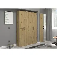 Meublorama Armoire 2 portes avec miroir – Chêne clair – BODITE