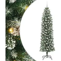 Syfax Arbre de Noël artificiel slim avec 300 LED Vert et blanc 240 cm