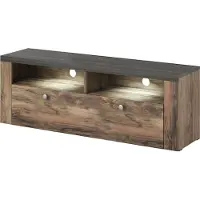 Meublorama Meuble TV 140cm collection SANTIAGO. Couleur noyer et noir effet bois. 1 Porte