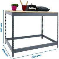 Simon Rack Table de travail et de montage en métal sans parafousses SIMONWORK BASIC 1 901245-1 GRIS/BOIS