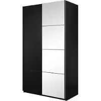 Meublorama Armoire design 150 cm. 2 portes avec miroirs ajustables. Couleur noir mat. Collection EOS.