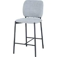 Meublorama Chaise de comptoir RITA – Tissu gris clair – Pieds en métal noir – Hauteur 99 cm – Style design/industriel