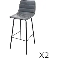 Meublorama Lot de 2 tabourets de bar avec dossier effet cuir gris quartz collection NETS - Style industriel