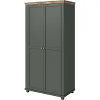 Meublorama Armoire 110x220 avec 2 portes. Coloris vert et chêne. Collection ASSIA