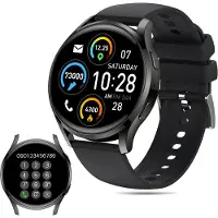 Ele eleoption (Noir) Smartwatch pour hommes et femmes, IP67 étanche Smartwatch, GPS, moniteur de stress et de sommeil, tracker multisports, moniteur de santé pour femmes, jusqu'à 15 jours d'autonomie de la batterie