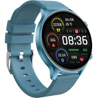 Ele eleoption Smart Watch étanche 1,28 pouces plein écran tactile télécommande musique cardiofréquencemètre rappel d'appel bleu