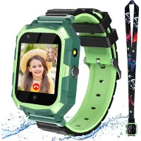 Ele eleoption (Cyan) T32 4G Smartwatch pour enfants, montre téléphone avec appareil photo, prise d'appel, podomètre, SOS, GPS Smartwatch