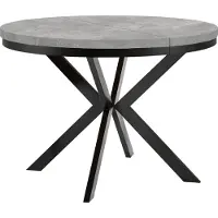 Dekori.Interiors Table ronde à rallonges pour salle à manger ENDIK avec piétement à anneaux et pieds en métal, diamètre : 90 / 140 cm, couleur : Atelier clair / noir