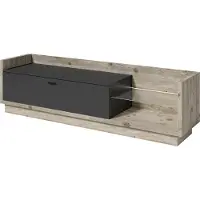 Meublorama Meuble TV collection CORK avec LED - Coloris pin et gris anthracite - Dimensions 220 x 58 x 48 cm