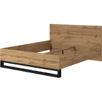 Meublorama Lit adulte 160x200 style industriel - Collection MILOS. Coloris chêne brut et noir.