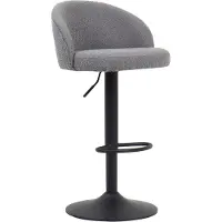 Meublorama Tabouret de bar HYDRA – Bouclé gris clair – Hauteur réglable 86-107 cm – Pieds en métal – Style moderne