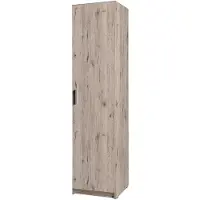 Meublorama Armoire 1 porte FLEX – Chêne Wellington – Rangement design compact avec penderie