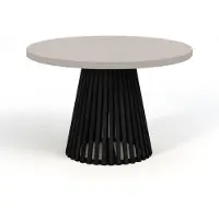 Dekori.Interiors Table ronde à rallonges pour la salle à manger, DOVER - Industrial/Loft Still avec pieds à lamelles, diamètre : 90/190 cm, Couleur : cachemire / Noir