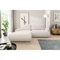 VENASI MOON Canapé d'angle gauche avec fonction sommeil et coffre de lit Canapé d'angle Canapé-lit en L BEIGE