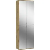 Meublorama Armoire 4 portes avec miroirs – Chêne clair – BODITE