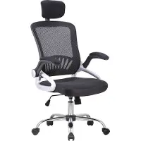 CasaDolce Casa Dolce chaise de bureau OSLO, 64x63x110-120 cm, plastique et filet, réglable en hauteur, noir et blanc, avec accoudoirs