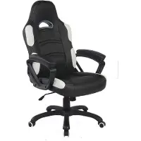 CasaDolce Casa Dolce Gaming Chair MAR, 64x70x114-121 cm, cuir synthétique, réglable en hauteur, noir et blanc, avec accoudoirs