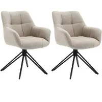CasaDolce Casa Dolce Chaise de salle à manger avec accoudoirs POLONIA, beige, lot de 2, 60x62x82 cm, pivotant à 180°, structure métallique, charge max. 120 kg