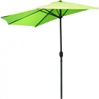 Meublorama Demi-parasol mural vert anis – 270x135x230cm – Aluminium – Toile polyester 180g/m² – Manivelle