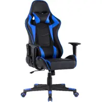 CasaDolce Casa Dolce Gaming chair AGNES, 70x70x125-135 cm, similicuir, réglable en hauteur, noir et bleu,