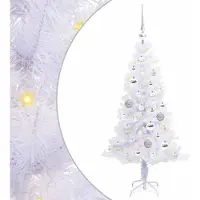 Syfax Sapin de Noël artificiel avec 150 LED Blanc 120 cm PVC et Acier