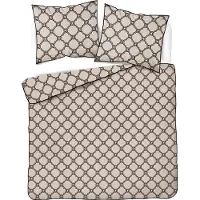 Detexpol Linge de lit, parure en percale, avec passepoil, élégante 160 x 200 5592b Beige et noir