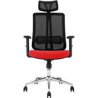 CasaDolce Casa Dolce chaise de bureau AMERA, 61x58x115-131 cm, plastique et filet, réglable en hauteur, noir et rouge, avec accoudoirs