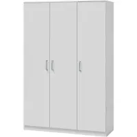 Meublorama Armoire BURDUR 3 portes – Chêne blanc & gris – Style contemporain – L120 x H184 x P52 cm