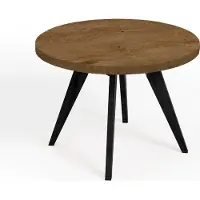 Dekori.Interiors Table ronde à rallonges pour la salle à manger, LORA, style loft, scandinave, diamètre : 110 / 210 cm, Couleur : Chêne Lefkas Foncé / Noir