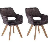 CasaDolce Chaise de salle à manger LAMI, lot de 2, anthracite, 58x61x83 cm, rembourrée, pivotant à 360°, pieds en métal