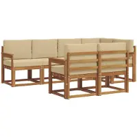 vidaXL Ensemble de canapés d'extérieur avec coussins 7 pièces Nature et Beige