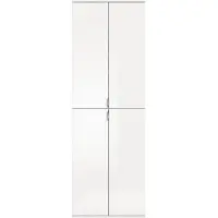 Meublorama Armoire de rangement BODITE – 4 portes – Blanc laqué – Élégance et praticité