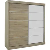 Meublorama Armoire MILS – 2 portes coulissantes avec miroir – Chêne Sonoma – Style scandinave