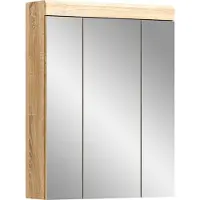 Meublorama Meuble de rangement avec miroir RIDLEY – Blanc et chêne clair
