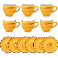 Wilmax England Wilmax Tasse et soucoupe 110 ml, porcelaine jaune, lot de 6 WL-669434/AB6
