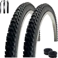 Maxxi4you 2 pneus de vélo VEE Rubber V158 26" noir 50-559 (26 x 1,95) + 2 chambres à air AV adaptées, démonte-pneus inclus